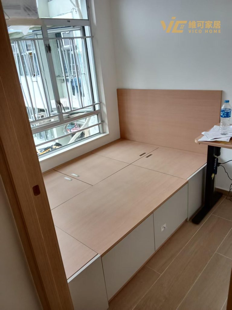 公屋地台床設計 - 慈正邨正安樓窗台連體書枱