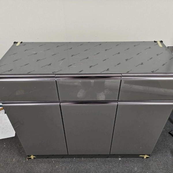 Glossy black six-door cabinet