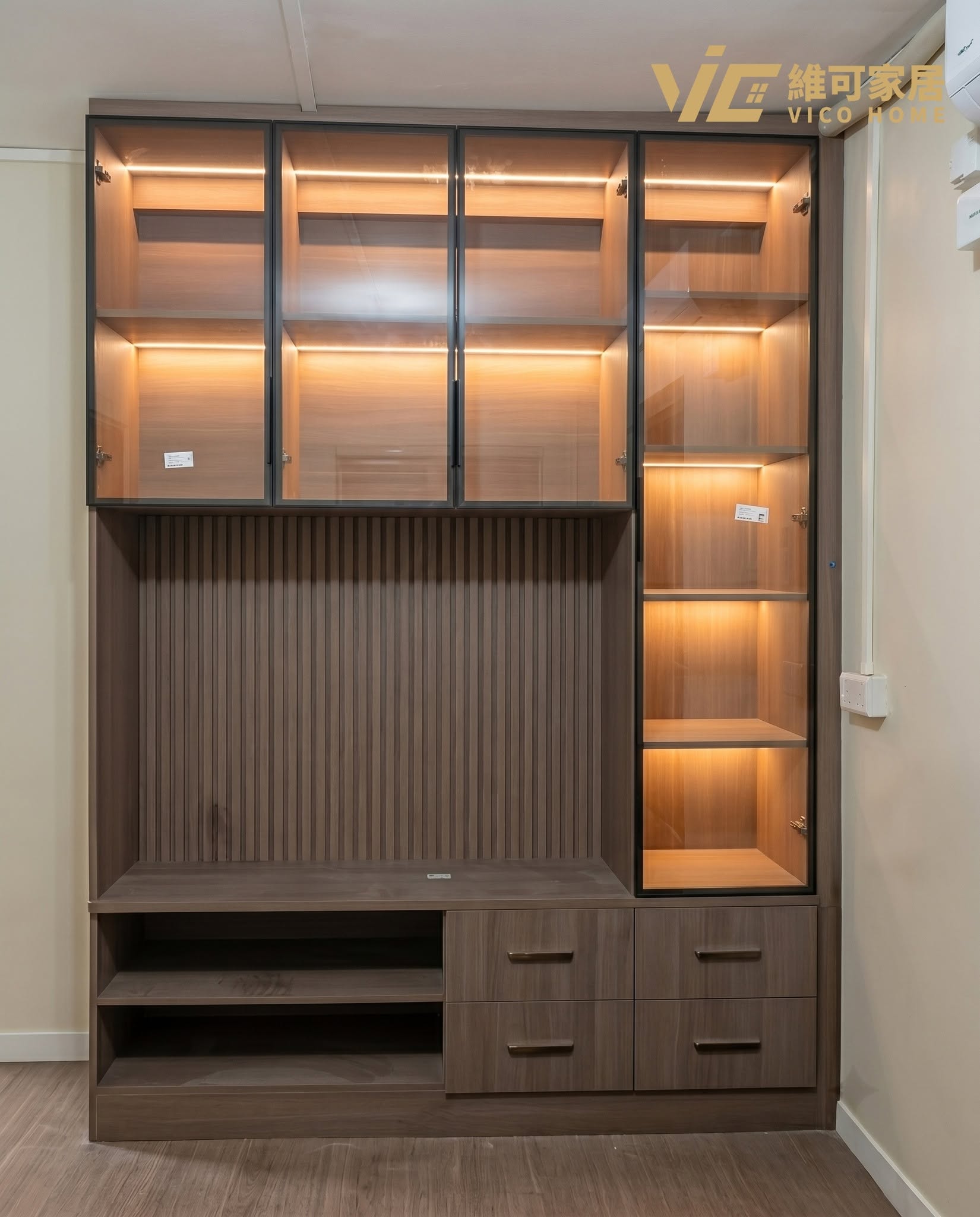 public-housing-partition-cabinet 6 Full-height living and dining storage wall